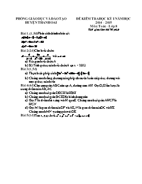 Đề kiểm tra học kỳ I năm học 2014  2015 môn Toán  lớp 8